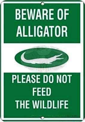 Street Warning Plaque Beware Of Alligator Please Do Not Feed The Wildlife Style Sign Courtyard Decoration Office Signs For Outdoor & Indoor Gift For Women Men 8x12 Inch
