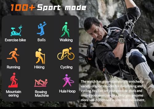 Smartwatch Relógio militar inteligente para homens com função de chamada, 1.85