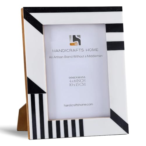 Handicrafts Home Handmade Resin Inlay Modern Black White Picture Frame, 6x4