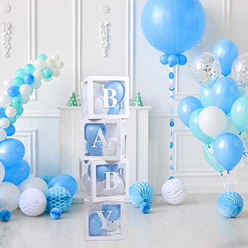 Voircoloria Baby Boxes With 42Pcs Letters For Baby Shower Transparent Balloon Boxes Clear Balloon Box Blocks For Boy Girl Gender Reveal Party And Birthday Party (White) #TOP2