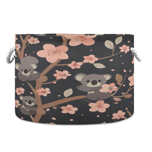 Jihqo Cute Tree Koala Storage Basket Cotton Rope Baskets for Closet Fabric Laundry Baskets with Handle for Toy Home Office Room Organizer