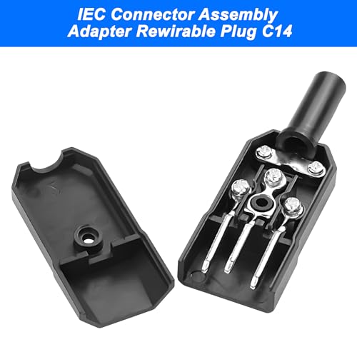 MEIRIYFA 3-Pin Inlet Power Plug Socket Connectors,IEC320 AC 250V 10A C14 Three-Hole Male for PDU Cabinets Industrial Engineering Dedicated (5PCS) (C14 Male)