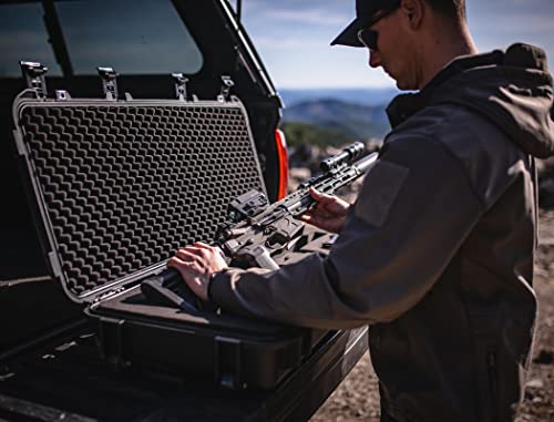 Rpnb Tactical Rifle Case, All Weather Hard Gun Case With Wheels And Customizable Cubed Foam, Waterproof Hard Rifle Case For Rifles Shotguns, Airsofts, Guns, Drones And More, W/Tsa Specs #TOP5