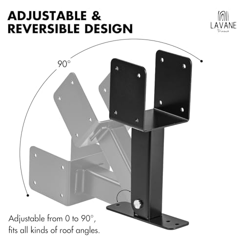3-Pack Roof Riser Brackets Kit, LAVANE Heavy Duty 3.5 inch Saddle Adjustable Angle Pergola Roof Beam Mount Support Brackets Fit 4x4 inch & 4x6 inch Wood Beam for Gazebo Roof Patio Cover by La Vane - Image 4