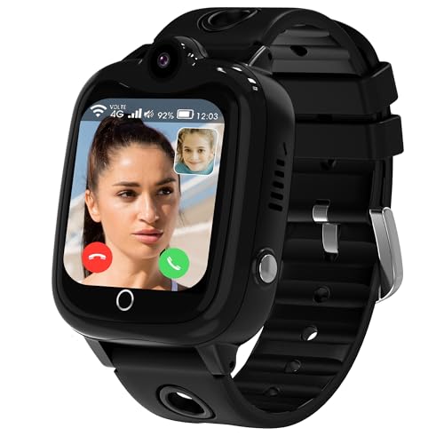 Reloj Inteligente Niño 4G, Reloj GPS Niños Localizador y Llamadas con Videollamada, IP68 Impermeable, SOS, Voz Chat, Modo Clase, Juego, Despertador, Smartwatch Niños Regalos para Niñas y Niños