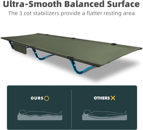 Extremus Camping Cot, Ultra-Lightweight Sleeping Cot for Adults, 60-Second Easy Set-Up, Supports 310lbs, Folding Cot for Camping, Backpacking, Outdoors and Home(Oxford Green)