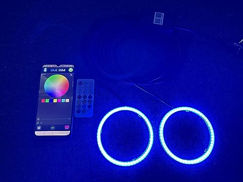 SDO TECH 2PCS 90MM Dream Color Chasing Car Angel Eyes Halo Rings, Headlight Lamp Daytime Running Light SMD3838 Chips Multil-Colors Circle Ring,Smart Phone iOS Android App Bluetooth Ctrl