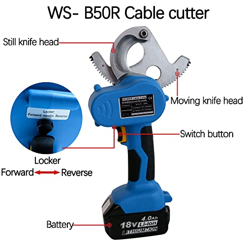 Electric Cable Cutter, Cutting Diameter Cordless Cutter Battery Prowered Cable Cutter, Max Cable Cutter,Easily Accessible Forward/Reverse Switch #TOP3