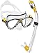 Cressi Italian Made Big Eyes Evolution Scuba Snorkeling Dive Mask, with Premium Sry Top Snorkel Set, Clear/Yellow