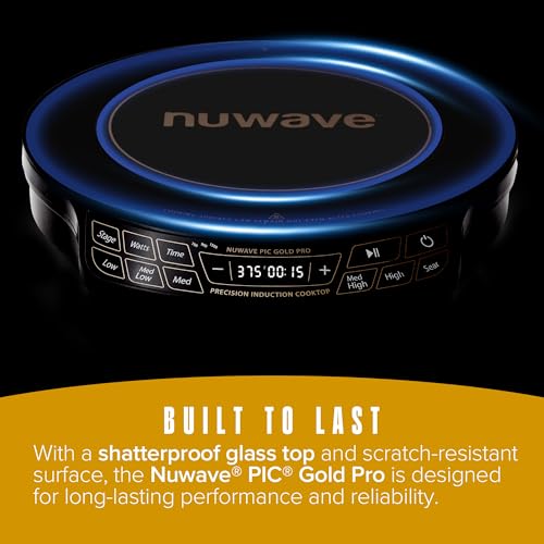 Nuwave Gold Pro Precision Induction Cooktop, Large 8” Heating Coil, 12” Heat-Resistant Cooking Surface, Adjustable Wattages,100°F to 575°F, Portable, Built-In Safety Auto Shut Off by Nuwave - Image 9