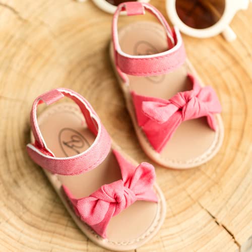 Miamooi Infant Baby Girls Boys Sandals Summer Bowknot Crib Shoes Toddler Pu Leather Flower Soft Rubber Sole Dress Flats First Walker Shoes #TOP4