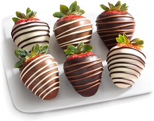 A Gift Inside Golden State Fruit Chocolate Covered Strawberries, 6 Dark, Milk & White Delight