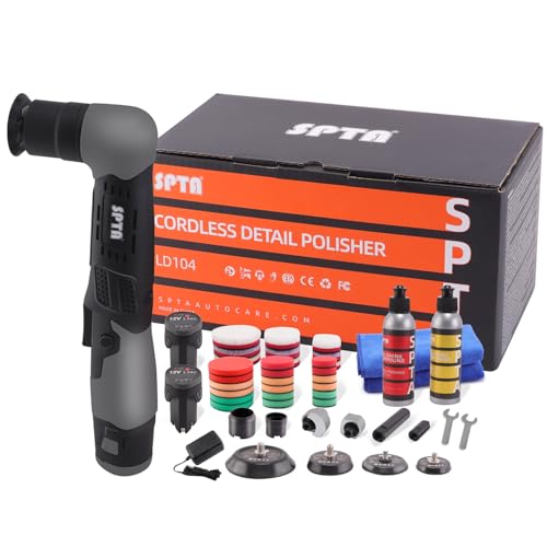 SPTA Cordless Mini Car Polisher 12V Scratches Killer Car Polisher RO/DA Cordless Polisher with Polishing Pad for Polishing, Sanding and Cleaning (Sets 1) by SPTA - Used condition - US$91.90