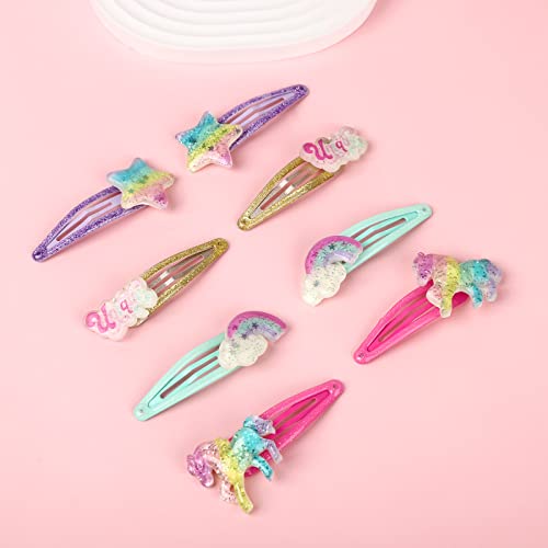 Toddlers Snap Hair Clips Little Girls Star Unicorn Hair Clips Toddlers Kids Rainbow Hair Clips,Children Dress Up Hair Clips Party Birthday Gift - Star #TOP4