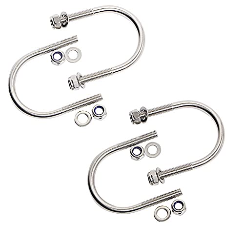 Image of Round U-Bolts 1-1 /2 inch 38mm M6 Inner Width 304 Stainless Steel 8pcs Self-Locking Nylon Insert Hex Nuts Flat Washers for Car /Motorhome /Sailing Trailer Replacement Part and Accessorie 4Pack