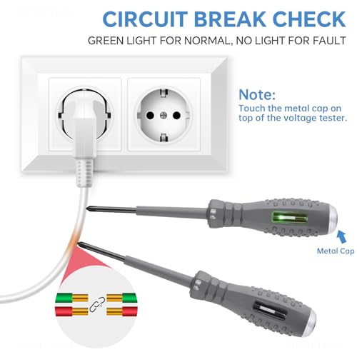 Tomorotec 2PCS Voltage Tester Screwdriver Set, Magnetic Neon AC/DC Pen