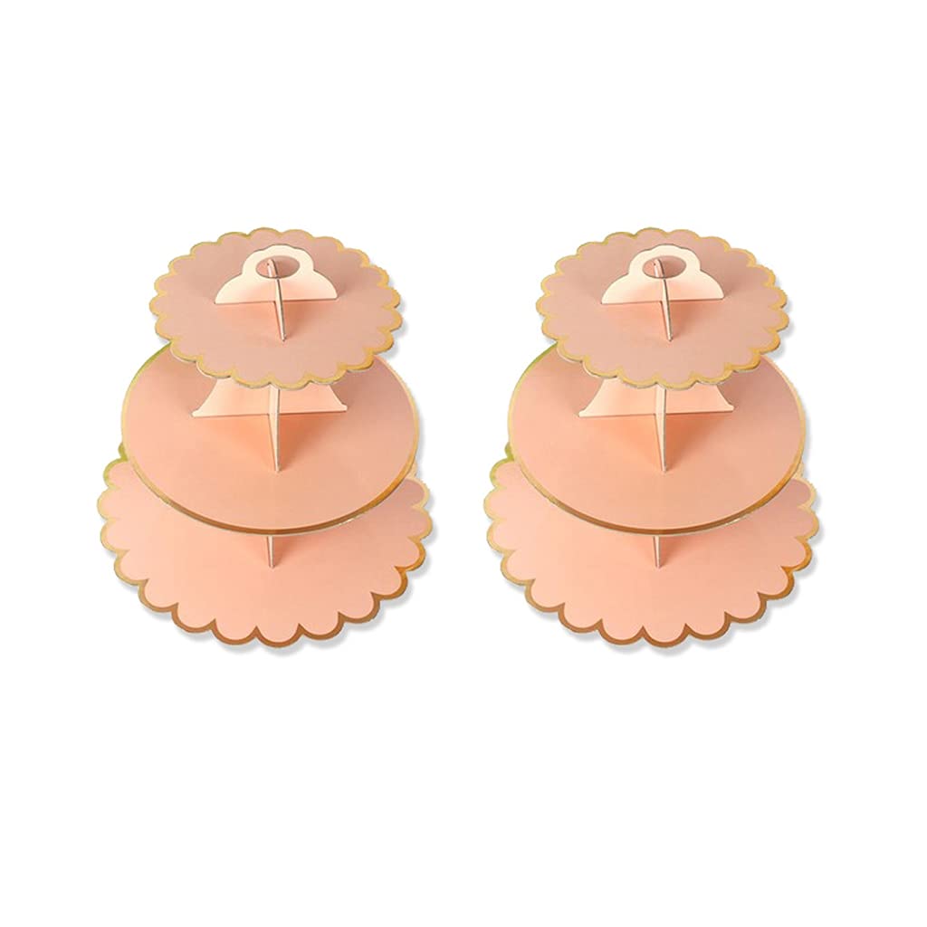 MALSSE Cupcake Stand 3 Round Flower Shape Optional Macaroon Tower Stand Practical and Popular Cake Display for Birthday Cupcake Plates for Display