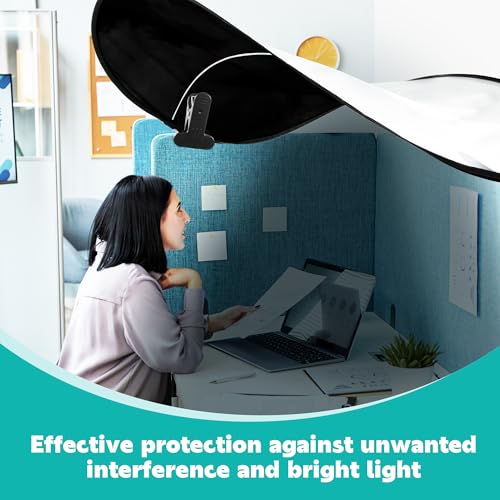 BALAPET Firm Office Cubicle and Desk Shade, Portable Cubicle Light Shade with 2 Clamp, Adjustable Folding Bendable Sun UV Rays Blocker for Working Office Cubicle Accessories(Black)