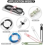 50Pcs Cord Organizer Kit, Reusable Silicone Cable Ties, Strong Adhesive Cable Clips for Cable Management, Multipurpose Wire Management for Bundling and Fastening Various Wires (6 Colors)