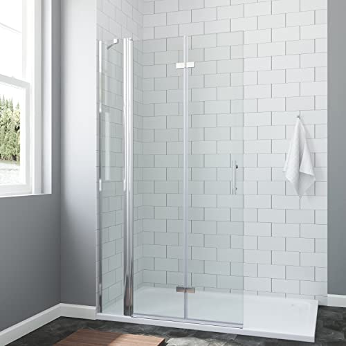 Aqua Batos Duschabtrennung 105 cm Duschwand Glas mit Drehfalttür und Festteil Walk in Dusche mit Falttür begehbare bodengleich ebenerdige Glasduschwand 6mm klarglas höhe 195 cm | AQUABATOS, 105x195cm Cover