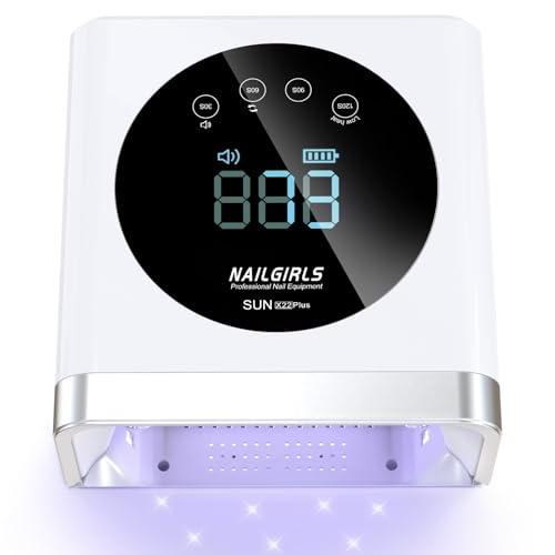 NAILGIRLS Lampe UV LED Ongles sans fil Rechargeable, 150W Lampe UV Gel avec Réflecteur en Métal, Portable Séchoirs à Ongles, Professionnelle Pour Nail Salon