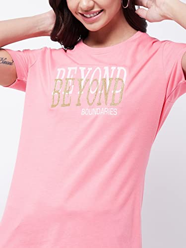 Image of Modeve Women Printed Cotton Blend Half Sleeve Round Neck T-Shirt for Summer