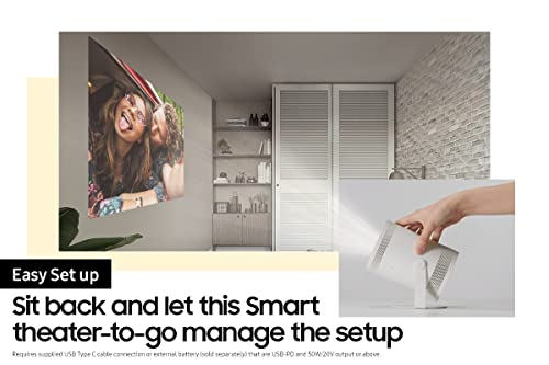 Samsung 30" - 100" The Freestyle Fhd Hdr Smart Portable Projector For Indoor And Outdoor Home Theater, Big Screen Experience With Premium 360 Sound W/ Alexa Built-In (Sp-Lsp3Blaxza, Latest Model) #TOP2