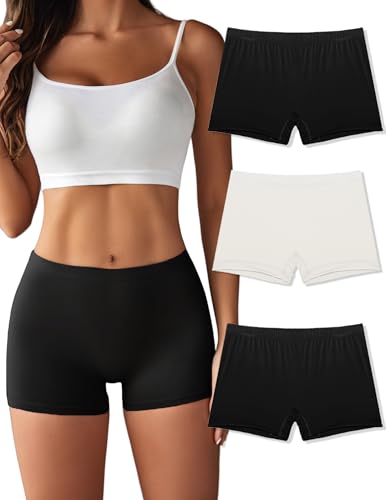 Ekouaer Boyshort Panties Women's Soft Underwear Briefs Invisible Hipster 3 Pack Seamless Boxer Brief Panties