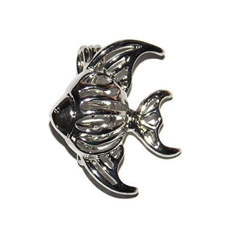 Tropical Fish Cage - Old School Geekery Brand Jewelry Making Supplies - Hollow Silver Plated Bead Cage Pendant - Make Your own Necklace, Locket, Scent Locket - Add a Bead, Pearl, Rock, sea Glass