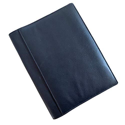 Premium Leather A5 Refillable Notebook Cover – Soft Genuine Leather Journal Holder with Free Lined Insert | EMVY Embossed | Fits Most A5 Notebooks (80+ Pages) (Black)