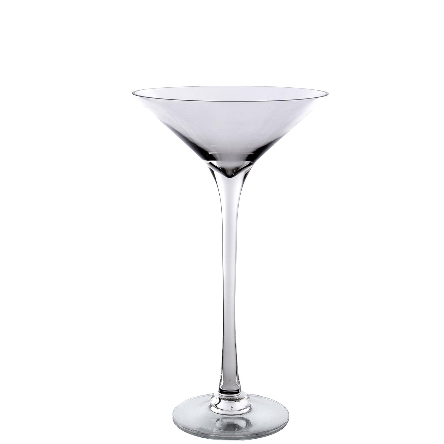 Vase de table haut 40 cm avec pied DRW en verre soufflé transparent
