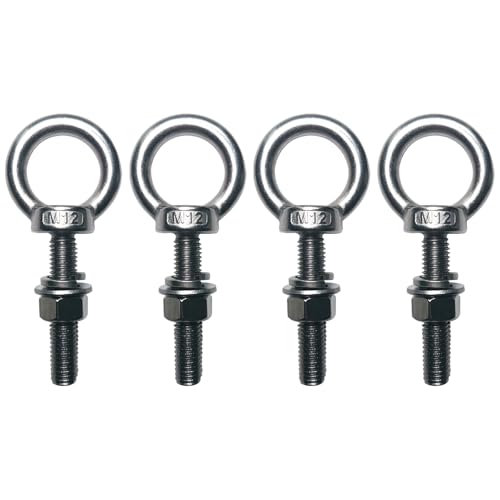 Boulon à anneau M12 x 60mm en inox avec rondelle et écrou pour fixation