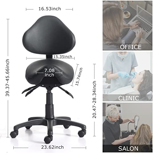 Eognyzie Adjustable Saddle Stool Chairs With Back Support Ergonomic Rolling Esthetician Seat For Salon Tattoo Shop Spa Home Dentist Clinic #TOP5