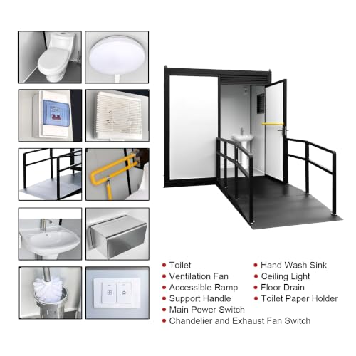 Cabina de Sanitario Portátil Accesible con Lavabo | Acceso para Sillas de Ruedas, Sitios de Construcción, Evento al Aire Libre miniatura 4