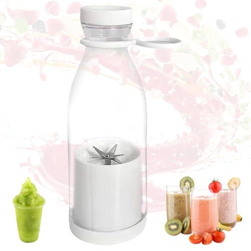 Portable Blender - 18000 Rpm, Smoothie Blenders with Lid and Stainless Steel Blades for Shakes and Smoothies, USB Charging, Drinking Smoothies to Cool down Quickly in Summer (White)