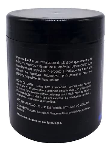 Revitalizador Rejuvex Black 400g com 2 Aplicador de Espuma Vonixx, revitaliza plásticos externos de