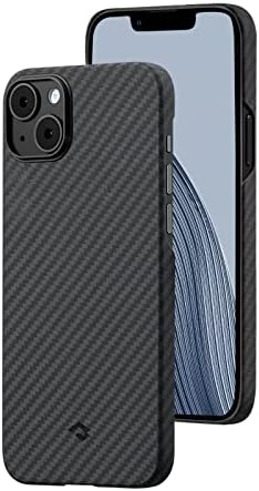 PITAKA iPhone 14 Pro Max Case Compatible with MagSafe, Slim iPhone 14 Pro Max Case 6.7-inch, with a Case-Less Touch Feeling, Aramid Fibre Made [MagEZ Case 3], 1500D Black/Grey(Twill)