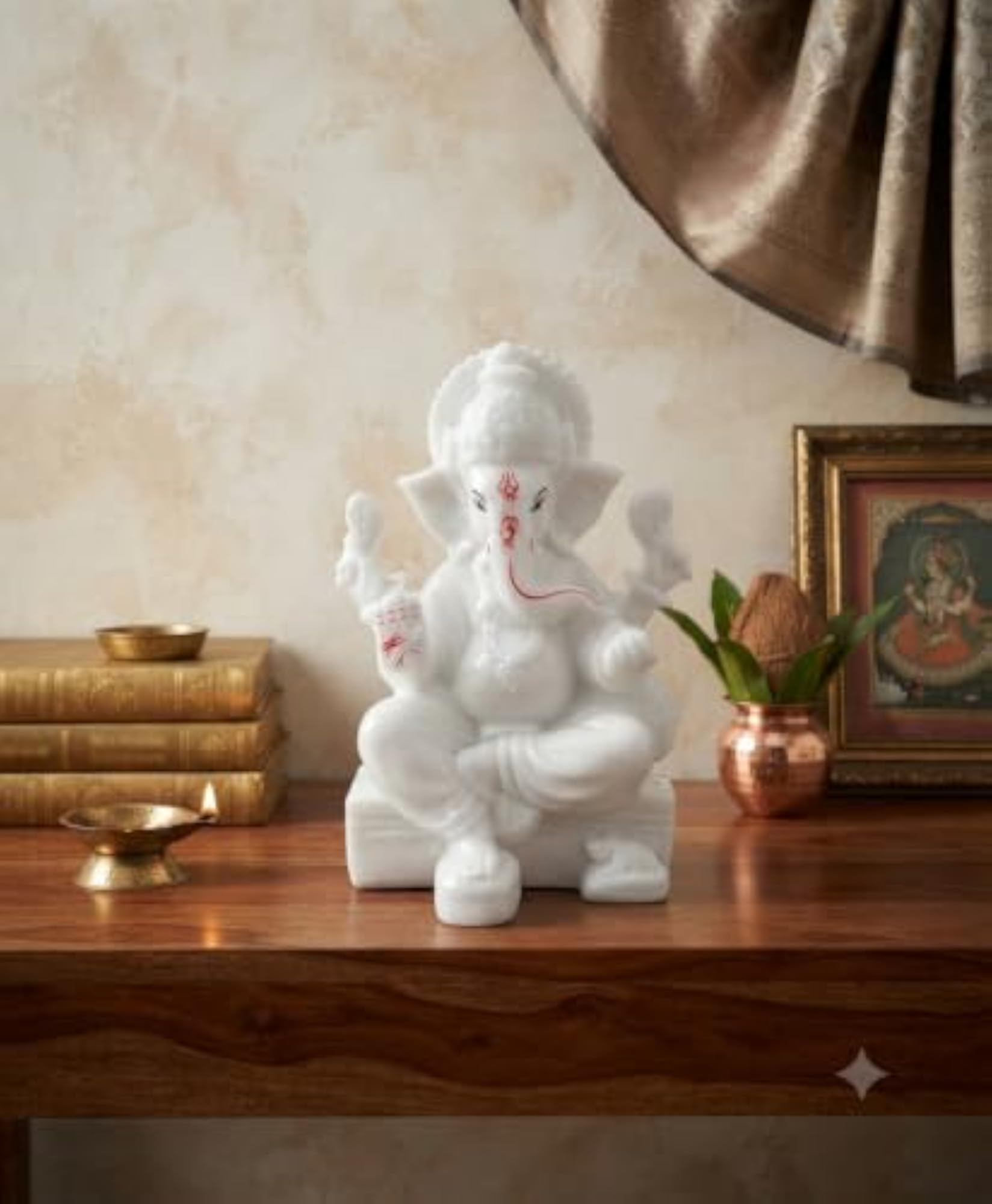 Marble Dust Ganesh Idol, Vinayaka Statue for Home Decor
