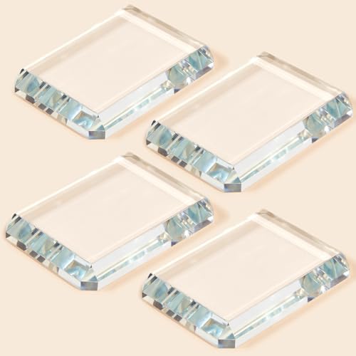 Seajan 4 Pcs Rectangular Glass Paperweight Clear Heavy Paper Weights