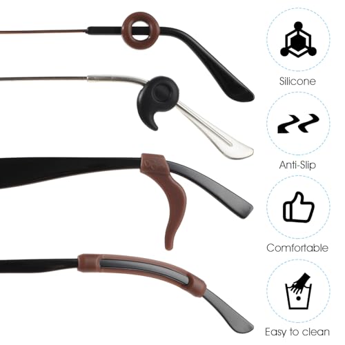 Qianyu 12 pares de retentores de óculos de silicone macio, antiderrapante, confortável, elástico, ma