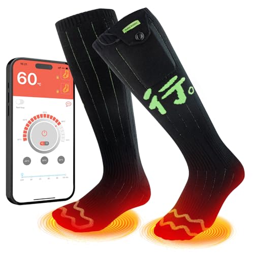 Heated Socks for Men Women, APP Control Electric Heated Socks Rechargeable Washable, Battery Heated Socks Foot Warmer Socks for Hiking Biking Camping Skiing Hunting Outdoor Work, Heating Thermal(XL) by BEAUZMO - Used condition - US$28.50