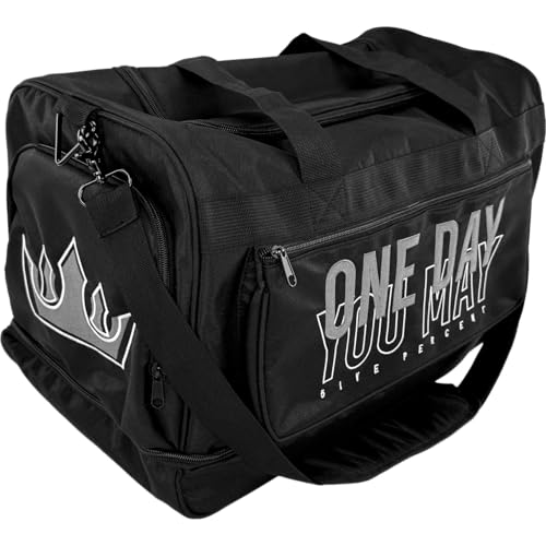 Rich Piana 5%栄養スポーツダッフル&ジムバッグ | シグネチャー「RP」クラウンバッグ(ブラック2色オプション付き), ホワイト, 22" (W) × 14" (H) × 11" (D), 大胆、断定的（Amazon）