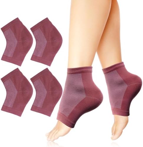Yoosolle Moisturizing Gel Heel Socks for Dry Cracked Feet - 2 Pairs - Spa Socks for Cracked Heel Treatment - Heal Dry Heels - Night Care Skin - Foot Care for Women & Men (Large, Red), Red/Large