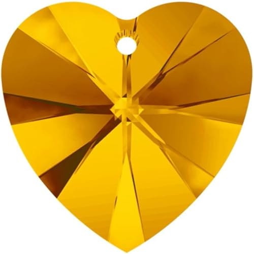 50 cuentas colgantes de cristal de corazón de 0.394 pulgadas (0.394 in), cuentas sueltas de piedra natal amarilla de topacio de noviembre para