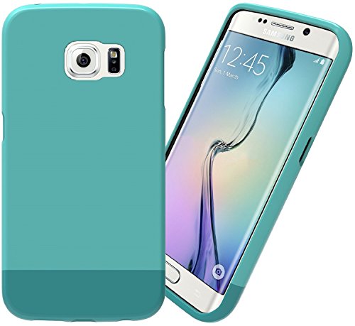 Samsung Galaxy S6 Edge Case: Stalion® Slider Series Matte-UV Textured Sliding Style Protective Hard Case (Teal/Splash)