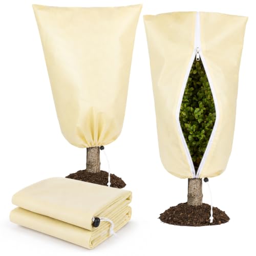 Sukh Plant Covers Freeze Protection - 2 Pack Plant Covers for Winter, Beige