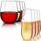 Bravario Unbreakable Glasses Bundle | 4 Wine, 4 Champagne | Shatterproof 100% Tritan Plastic | Dishw