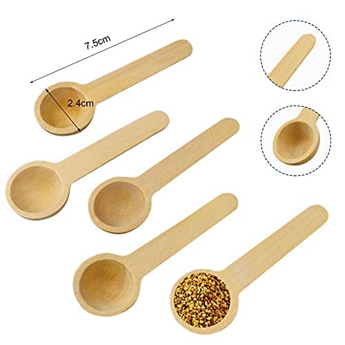 Billioteam 60 Pcs Mini 3 Inch Small Wooden Spoons,Tiny Small Natural Wooden Bath Salt Scoop Tasting Spoon For Salt Seasoning Condiment Spice Sugar Coffee Honey #TOP1