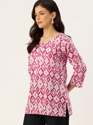 Image of feranoid Printed Top with Round Neck & 3 /4 Sleeves (S-XXL)
