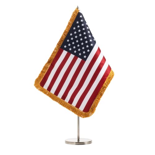 AZCOVER US Desk Flag Set with Fringe, 7.8x11.8 Inches
